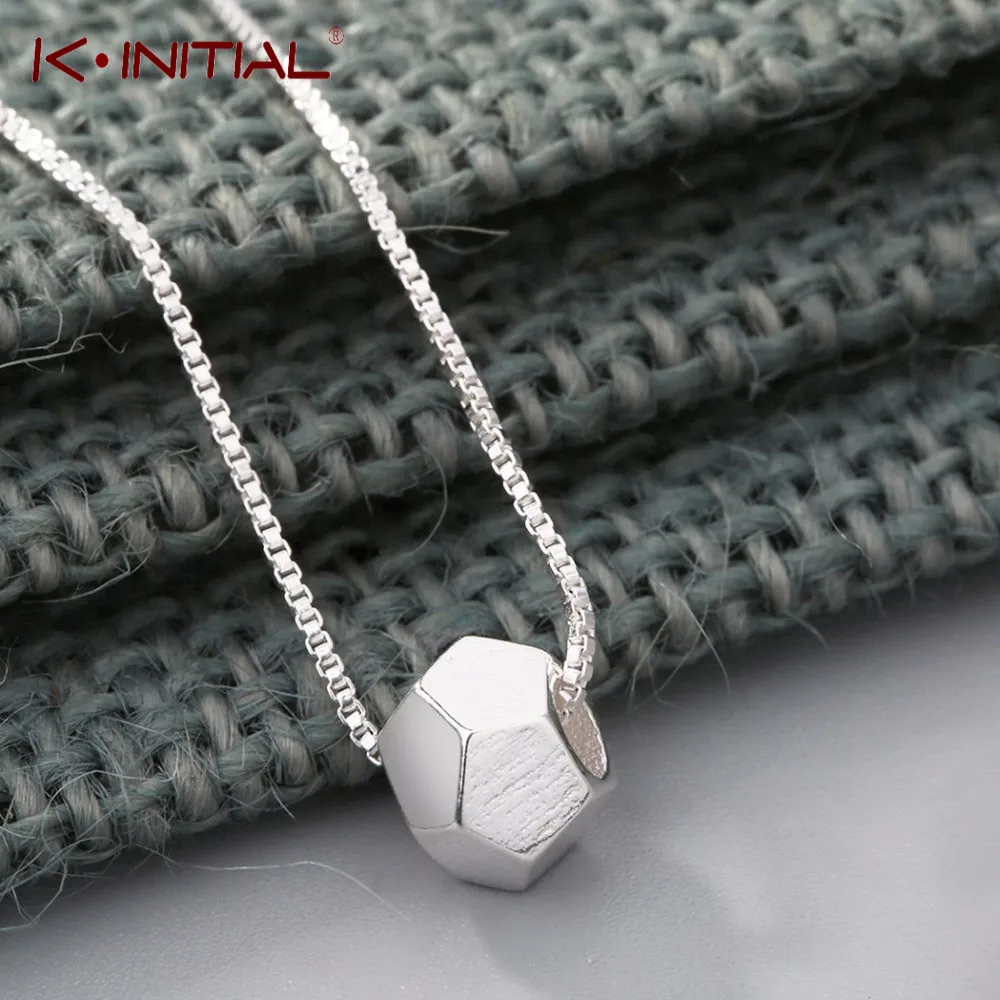 Kinitial серебро Геометрическая бусина Шарм Цепочки и ожерелья кулоны из