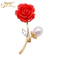 jyx unique jewelry 9 5x12mm white oval freshwater pearl rose brooch pin