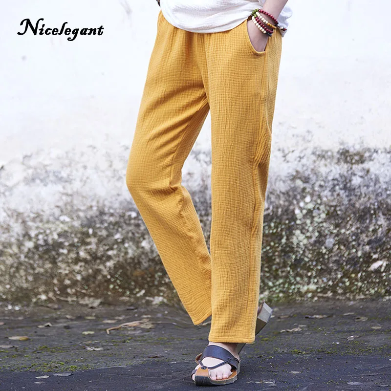 Бренд 2019 весна лето хлопок белье женские брюки Оригинальные ретро дикие мягкие