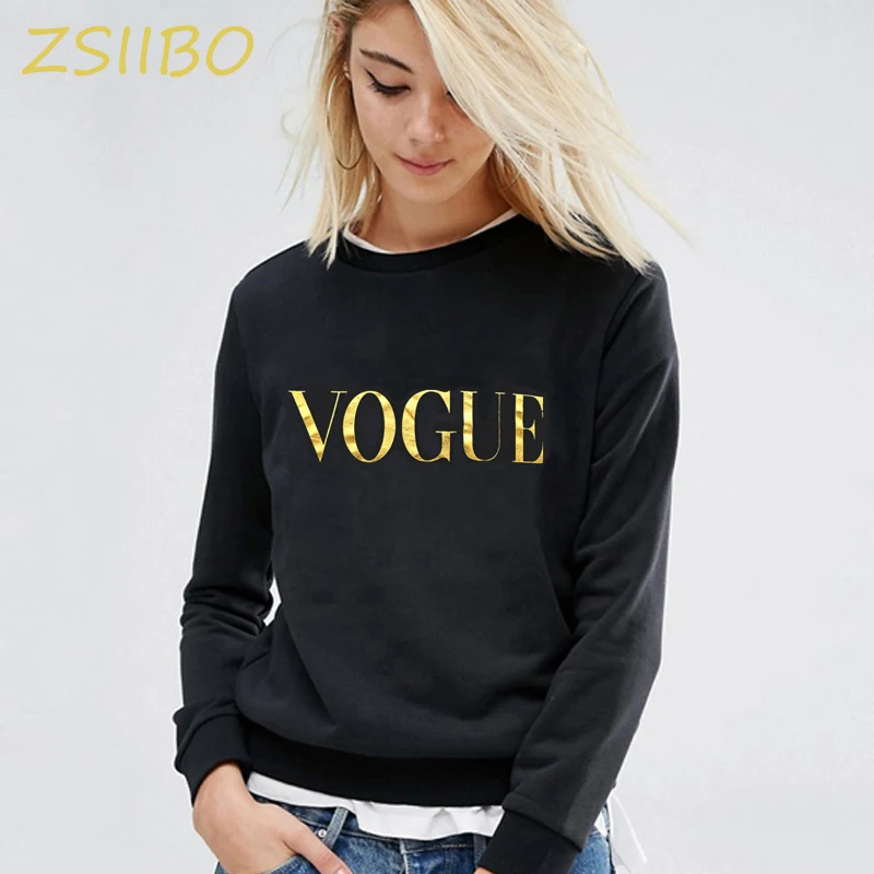 Корейский стиль Зима Новая мода VOGUE Печать Сплошной Цвет толстовки для женщин пуловер с круглым вырезом толстовка размера плюс GG женская одежда