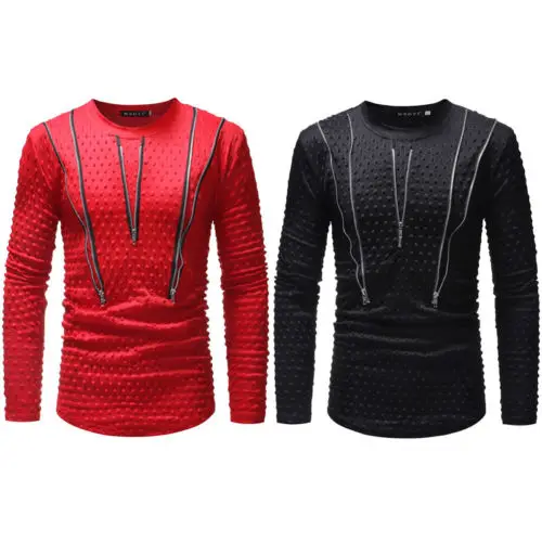 Модные Для мужчин Slim Fit с длинным рукавом и круглым вырезом облегающая футболка