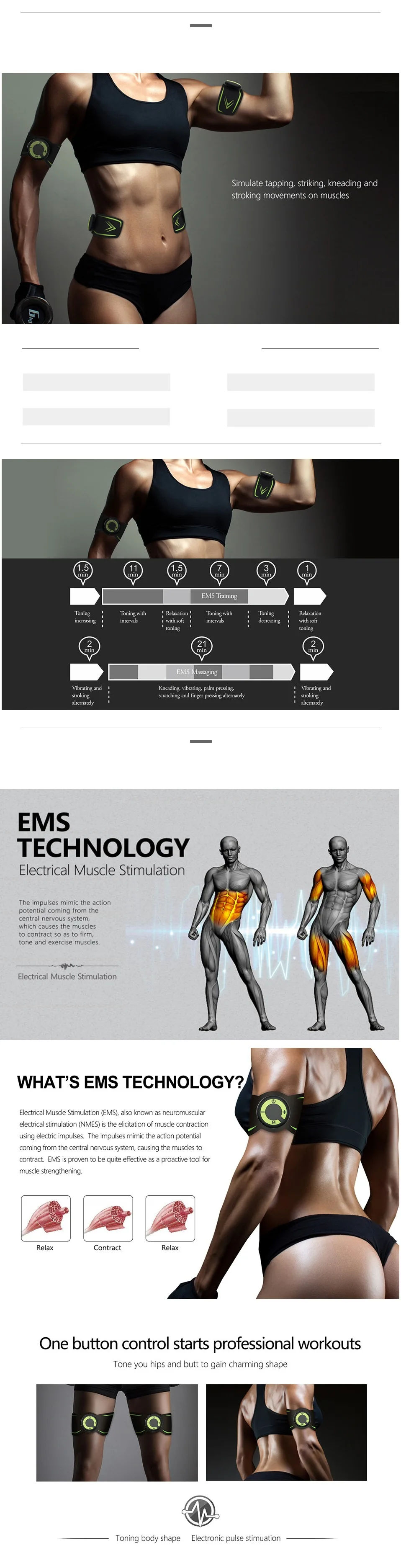VONMIE Arm Electro Estimulador мышечный Стимулятор S5C07 EMS устройство для тренировок фитнес Tens машина спортивные аксессуары 2 шт./лот