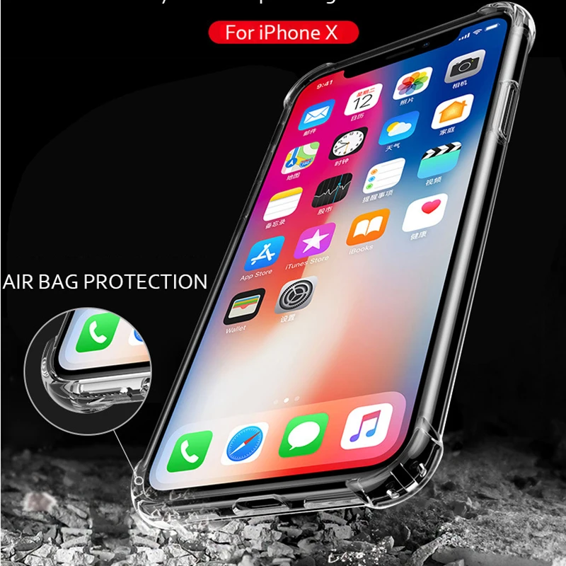Чехол для iPhone 6 S Plus 7 8 Чехлы супер тонкий прозрачный ударопрочный Прозрачный