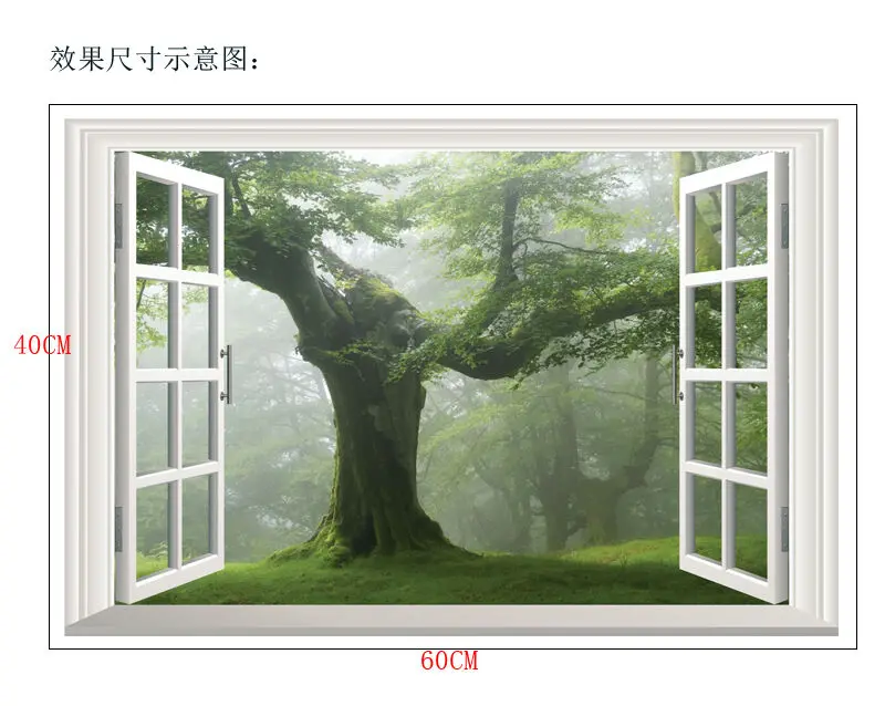 3D зеленая Реалистичная Наклейка на окно старого дерева виниловая наклейка