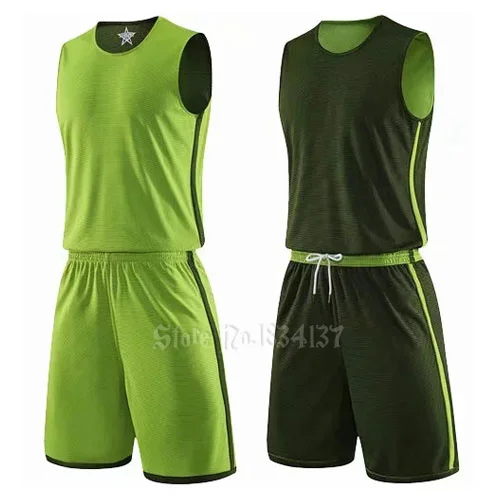 light green Сделай сам, Мужской Двусторонний баскетбольный набор, униформы, комплекты, спортивная одежда, двухсторонние баскетбольные майки, Детские Индивидуальные тренировочные костюмы - Цвет: light green