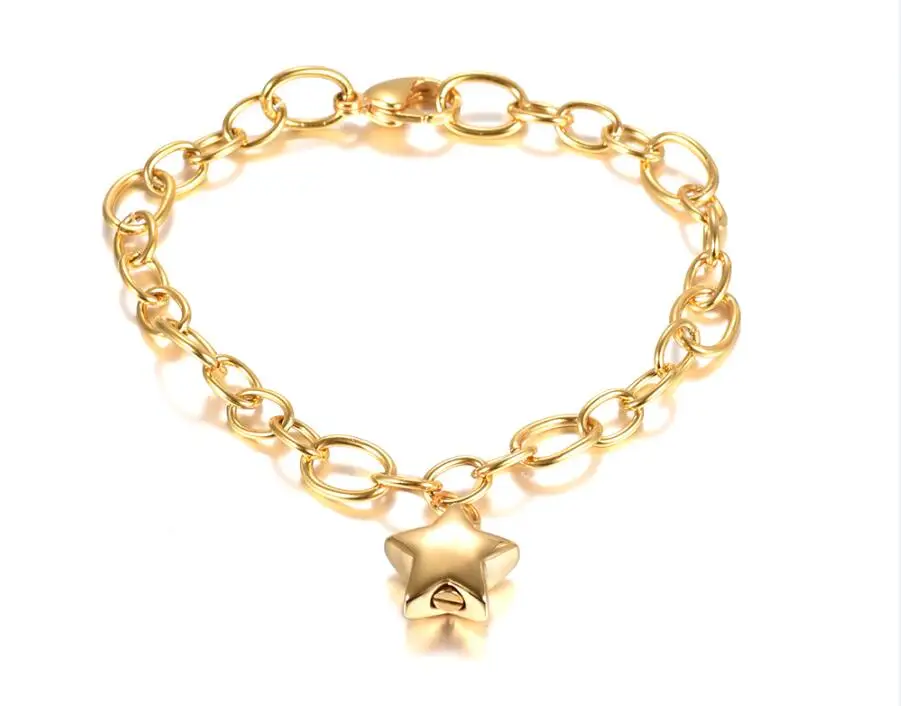 Gold Женские Модные Интимные аксессуары хирургические Сталь браслет-цепочка никогда не увядает золото/розовое золото/серебро/Black Star Талисманы звено цепи браслет - Окраска металла: Gold