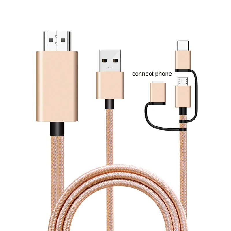 Micro usb type C Android iOS Телефон HDMI кабель 3 в 1 адаптер 2K 1080P видео конвертер для iPhone XS MAX XR samsung S8 S9 S10 к ТВ