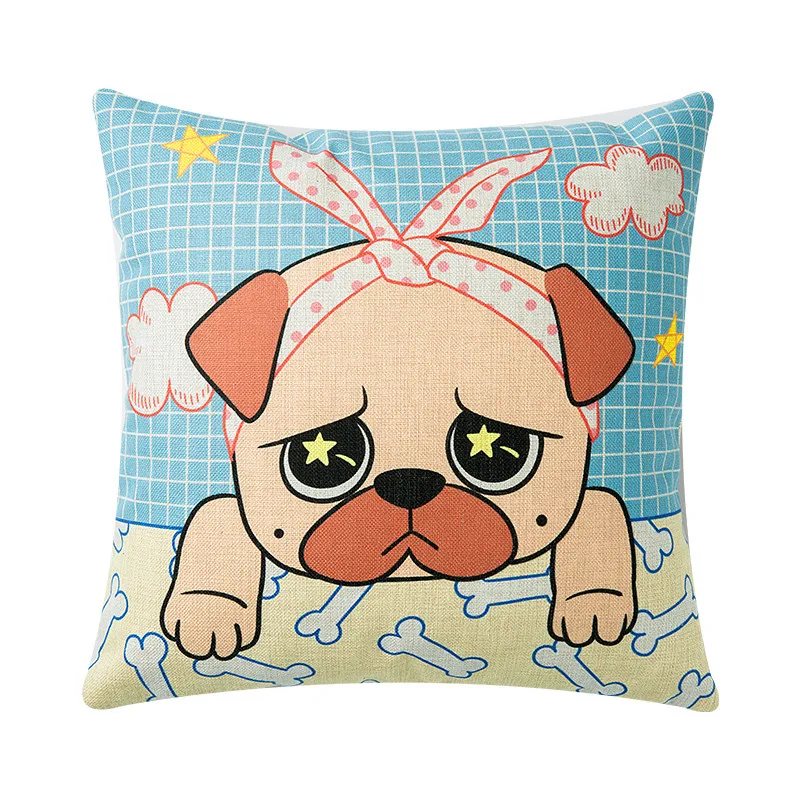 Новое поступление 2017 года милый мопс наволочка синий порошок подушки покрытия