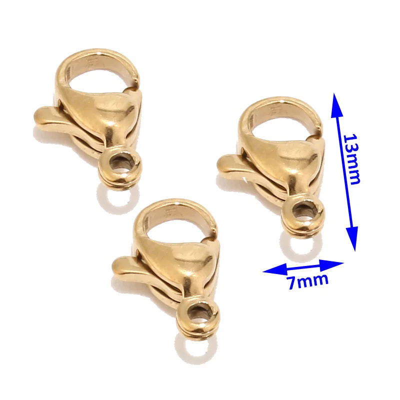 100pcs 7x13mm Lobste 200 шт. 18 К золотые застежки из нержавеющей стали для лобстера и 3,5 мм 4 мм 5 мм 6 мм 7 мм 8 мм 9 мм 10 мм Открытые Кольца для изготовления ювелирных изделий - Цвет: 100pcs 7x13mm Lobste