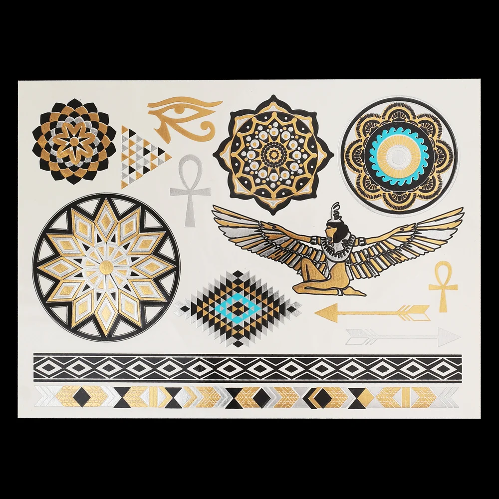 1 шт. блестящая металлическая водостойкая татуировка Золотая Серебряная Женская