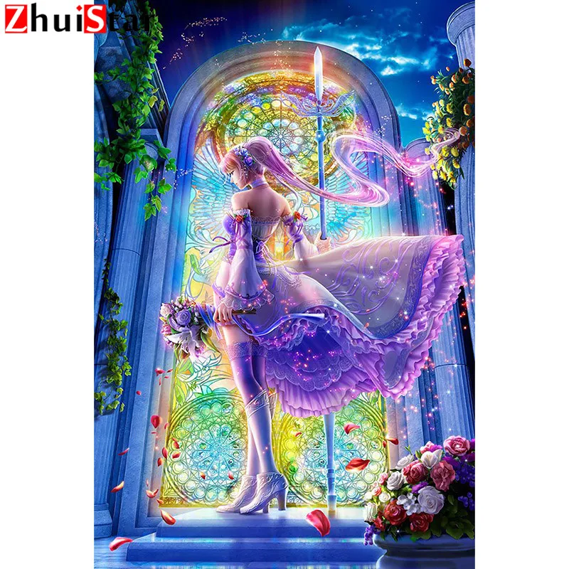 

5D DIY diamond painting cartoon anime girl cross stitch 3D diamond embroidery full square mosaic rhinestone home decoration ZWQ
