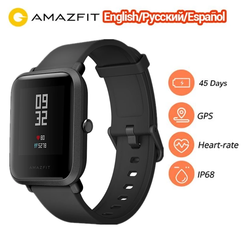 Xiaomi Amazfit Bip умные часы Bluetooth gps спортивный монитор сердечного ритма Amazfit умные часы мужские IP68 45 дней в режиме ожидания глонесс часы