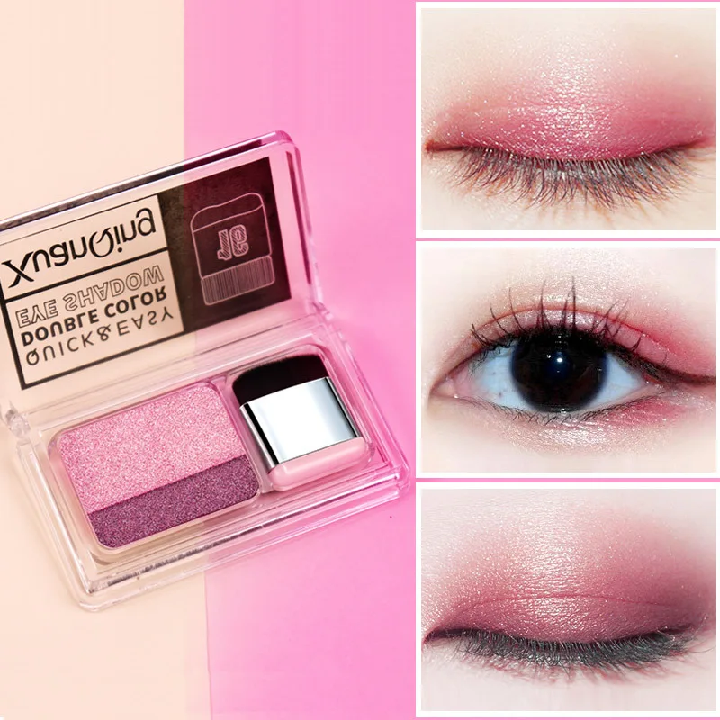 BearPaw Double Color Women's Fashion Eye Shadow Palette Highlighter Glitter Blush Contour Pallet with Brush eye shadow palette |