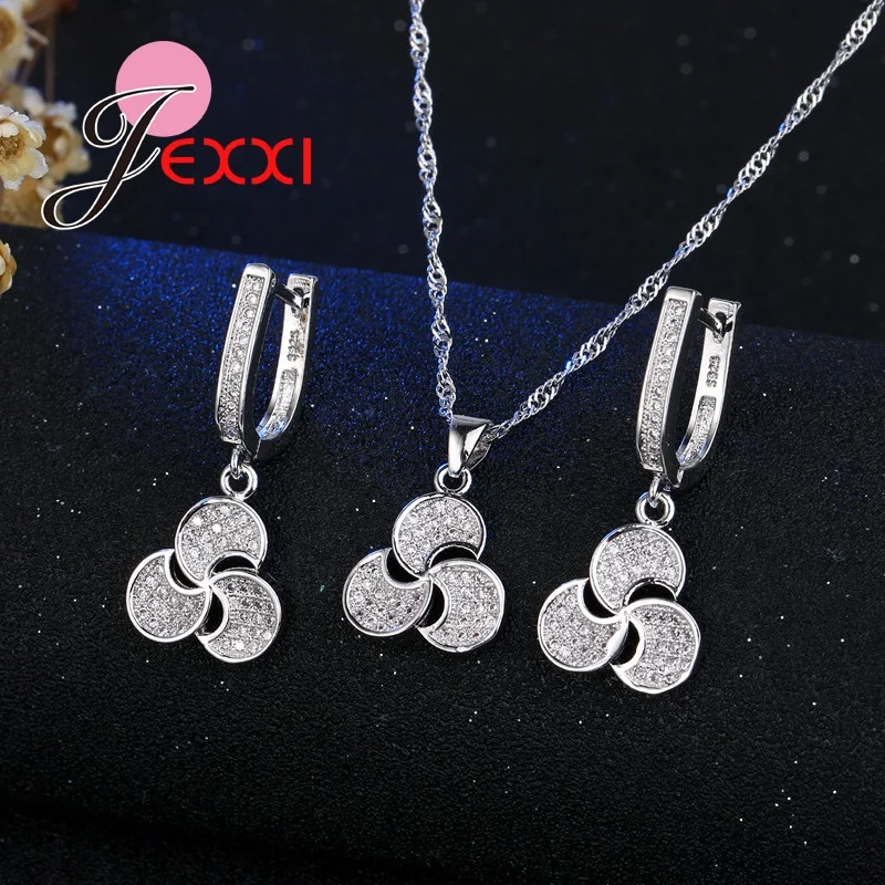 Полностью Стразы три луны в форме ветряной мельницы ожерелье серьги женский