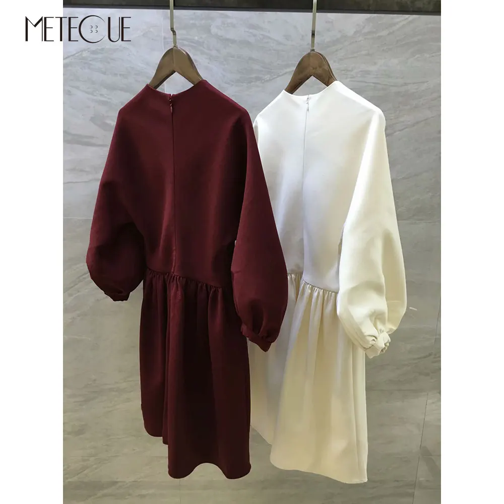 Шелковое шерстяное платье с рукавом-фонариком 2019 предосеннее модное до середины