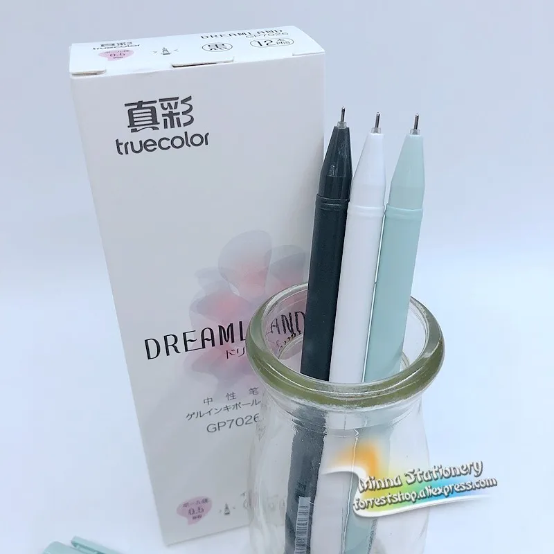 

[TrueColor] (12 Pieces/Lot) Korean Novelty Stationery 0.5mm Black Ink Gel Pen For Students Writing Office Supplies GP7026