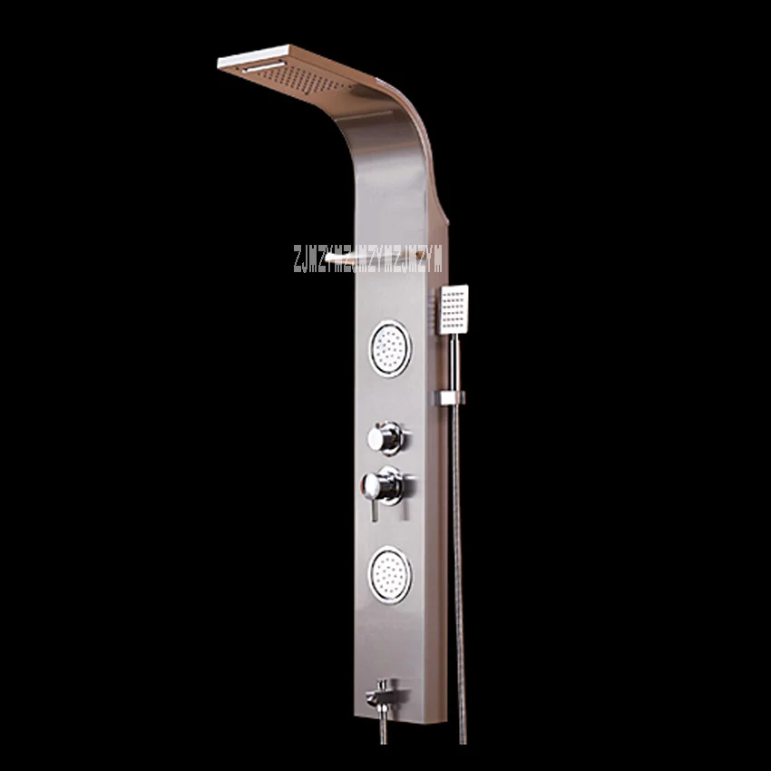 

Household Bathroom Shower Panel Rain Shower Faucets Set Wall-mounted 5-function SUK304 Stainless Steel Shower Panel Shower Set
