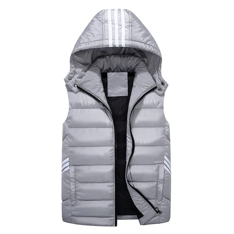 Мужской зимний жилет с хлопковой подкладкой размера плюс 5XL 6XL 7XL 8XL 150 кг, модные мужские жилеты 75 - Цвет: Серый