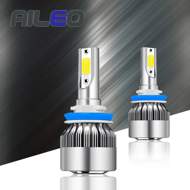AILEO 4 шт./2 шт. H16 LED H27 9003 9004 9005 9006 9007 9008 9012 5202 HIR2 HB3 HB4 C6 Автомобильные фары лампы 3000K 8000k