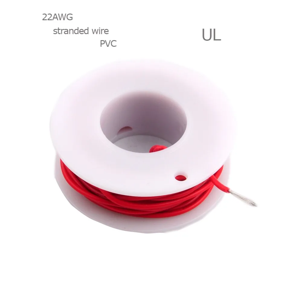 

RCmall 22AWG Flexible 1007 Wire Electric wire 22 Gauge Coper Hook Up Stranded Wire 300V Red 5M PVC UL DIY0070 DIYmall