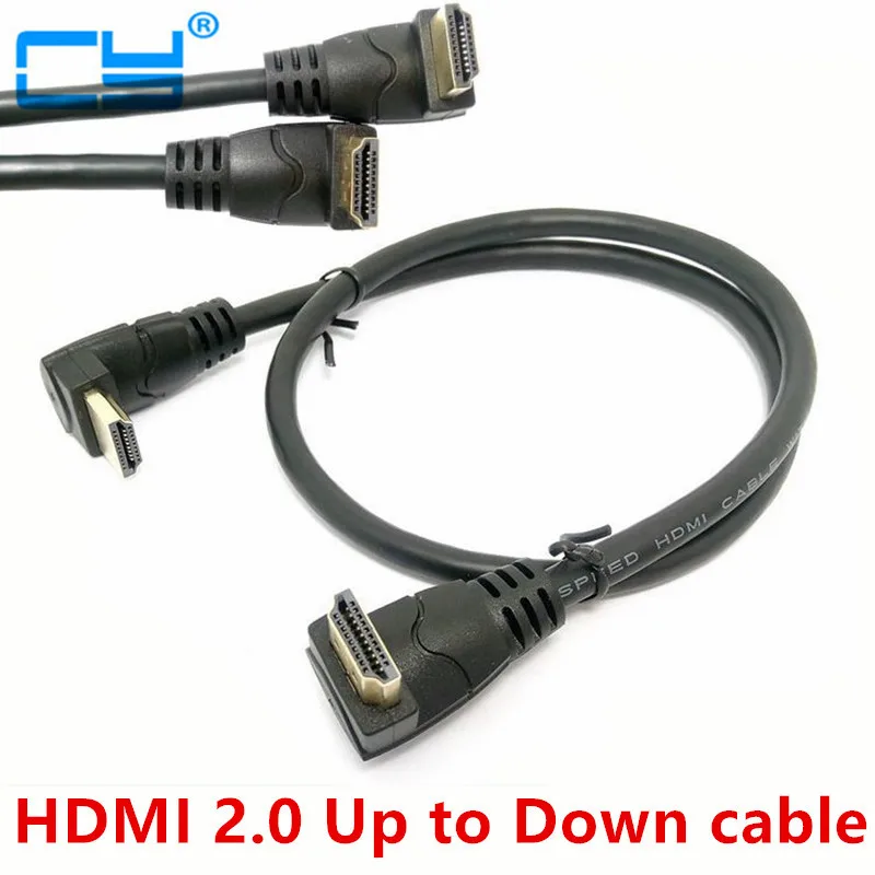 HDMI 2,0 4K 3D двойной 90 градусов вверх под углом HDMI штекер в вниз Угловой HDMI штекер HDTV кабель 30 см/60 см/180 см для DVD PS3 ПК