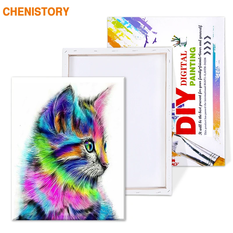 CHENISTORY красочный Кот животные DIY Набор для рисования по номерам Акриловая