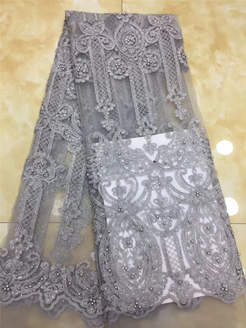 

Embroidered Net Fabric with beads JRB-122010 High Quality African Tulle Lace Fabric