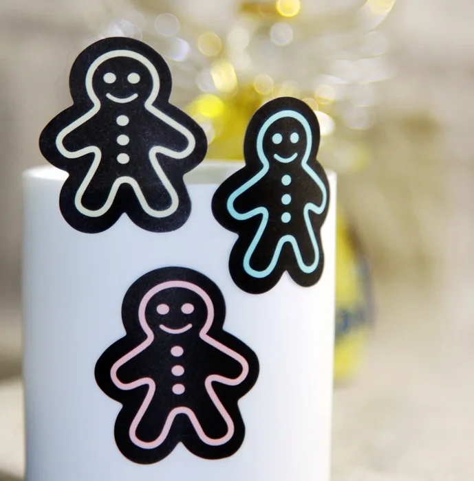 

Free shipping gingerbread man decoration stickers decorative gift sealing paster Christmas sticker party supplies favor