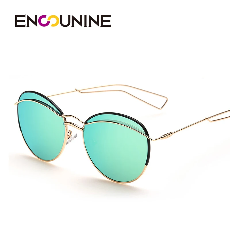 ENSUNINE брендовые дизайнерские новые модные милые женские круглые солнцезащитные