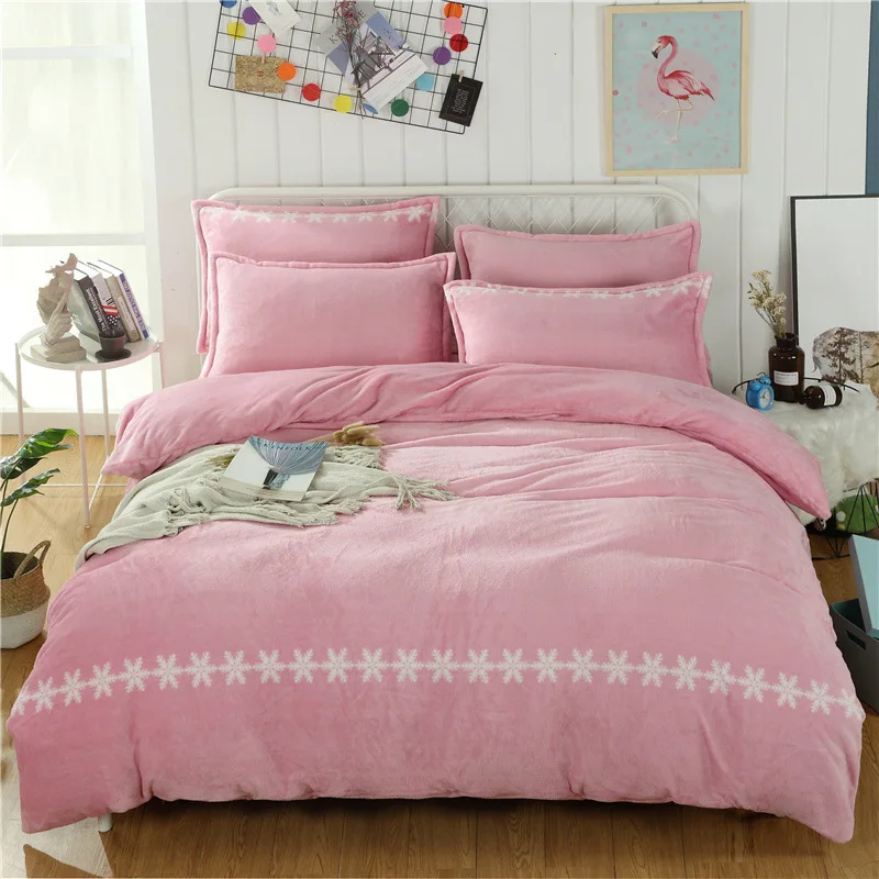 2018 однотонный и простой комплект постельного белья из фланели кораллового флиса