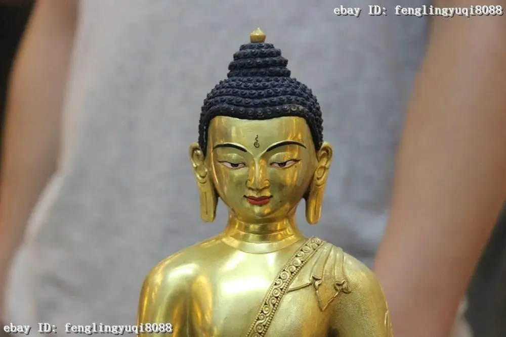 Тибетский старый чистый бронзовый медный Золотой Позолоченный Восемь Сокровищ