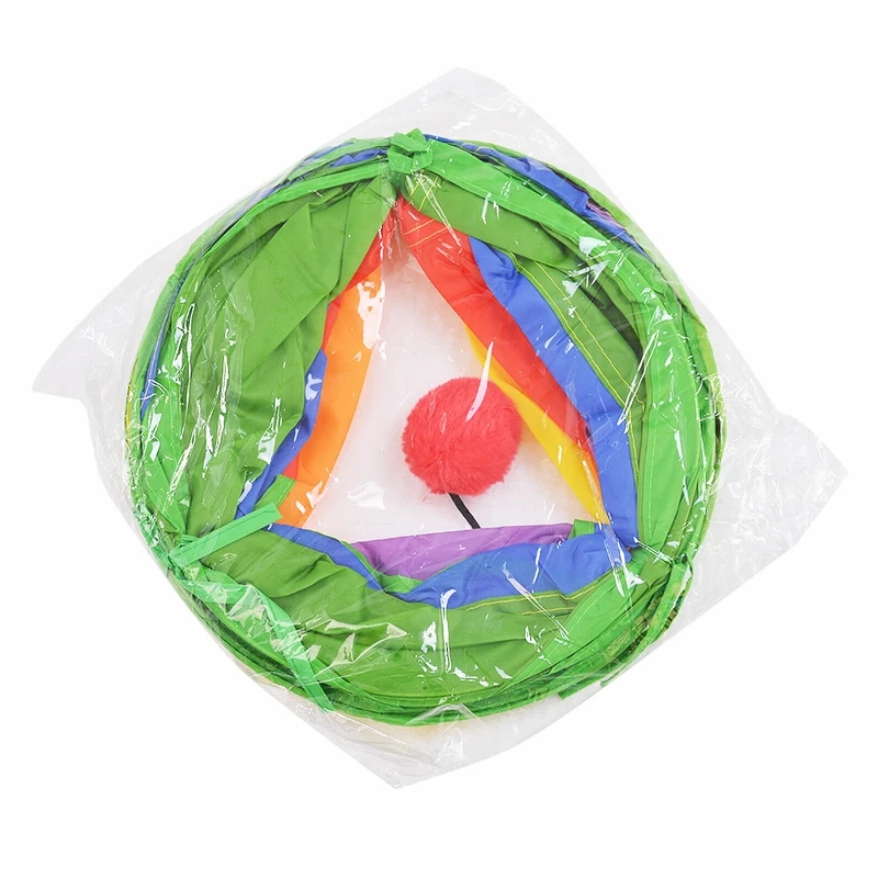 Складной туннель с 2 отверстиями для кошек мячом котенок игрушка оптом игрушки