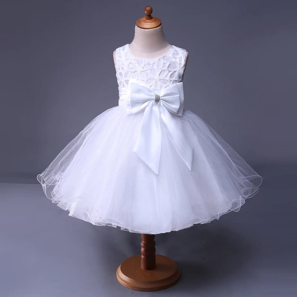 Cutestyles 5 Colors White Lace Girl Party Dress High Waist Big Bow Pink Flower Girls Dresses Kids Purple Summer Clothing GD31115 | Детская