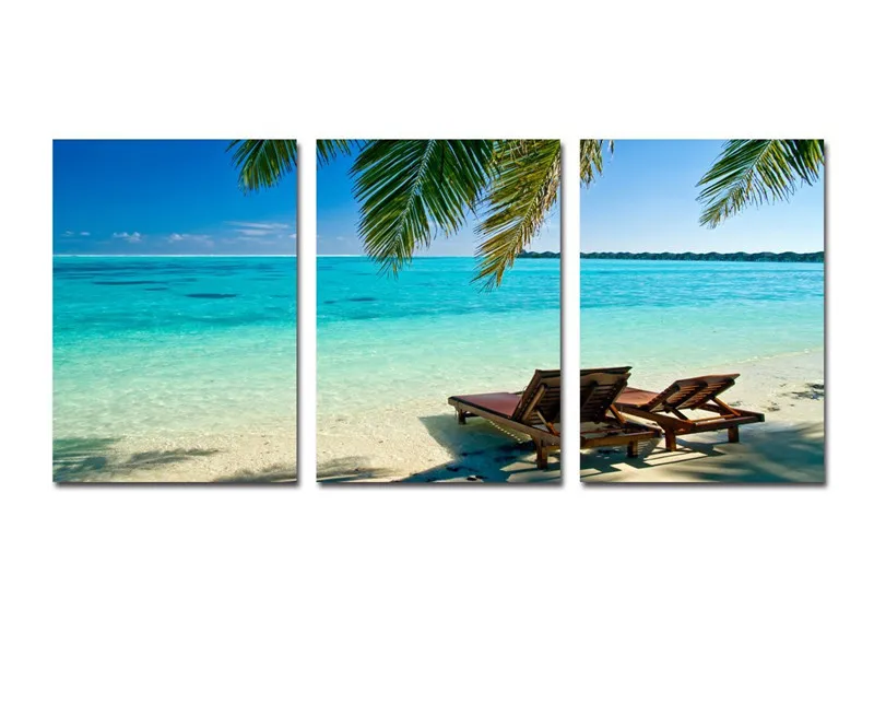 Картина с принтами настенная живопись 3 панели морской пейзаж пляжем современное