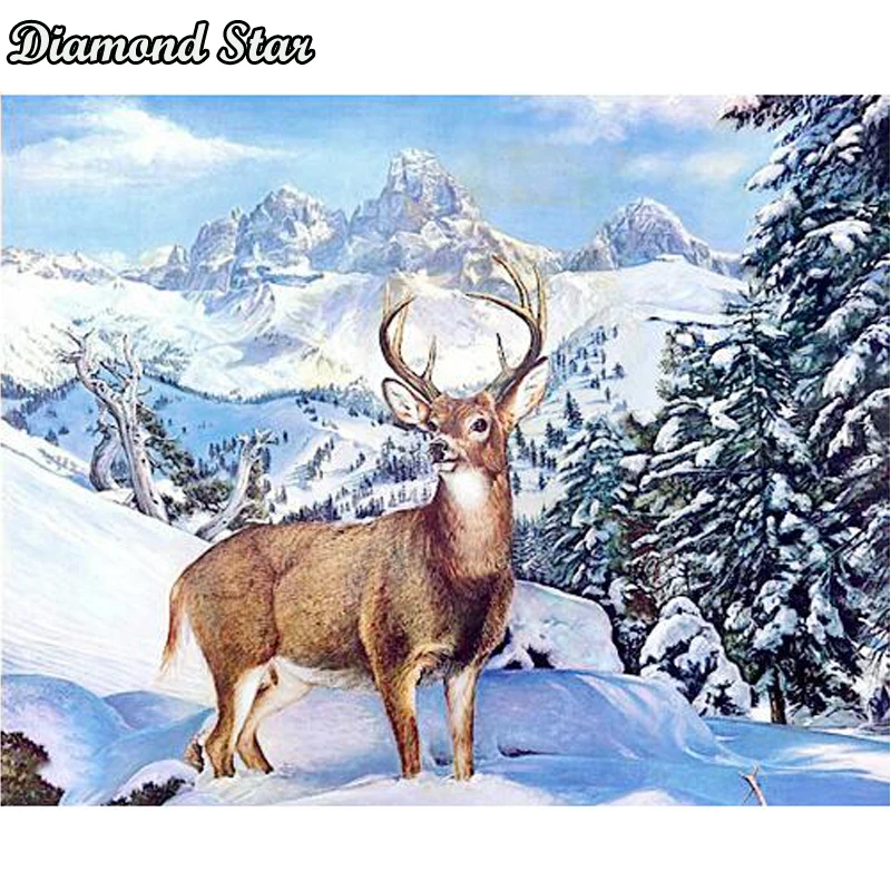 Полный квадратный Diy Daimond картина Снежная гора животное Алмазная Стразы