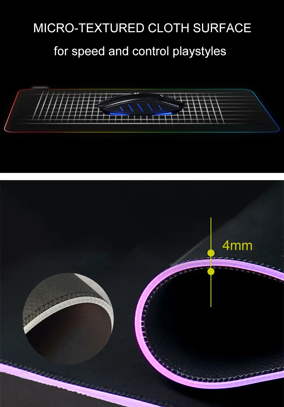 800x300 см светодиодный RGB коврик для мыши освещение игровой коврик для мыши светящийся светодиодный удлиненный подсвечиваемый цветной нескользящий коврик для компьютера