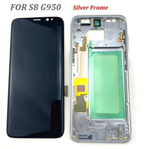G950 with SilverFram Amoled S8 ЖК-дисплей с рамкой для SAMSUNG Galaxy S8 plus G955f G955 дисплей S8 G950 G950F сенсорный экран дигитайзер - Цвет: G950 with SilverFram