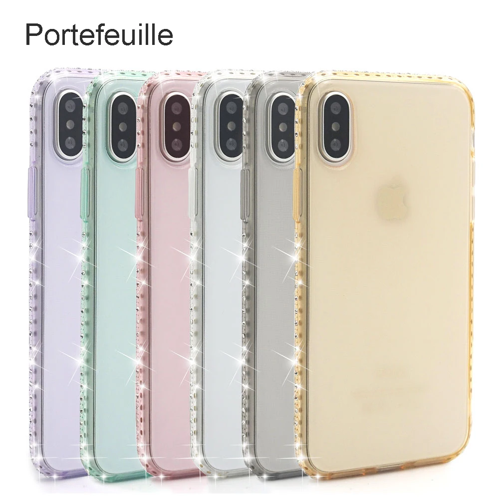 Portefeuille для IPhone X Силиконовый чехол Стразы мягкие ТПУ кольцо держатель ремешок iphone