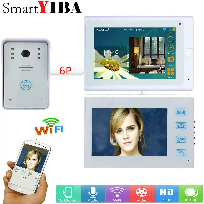 SmartYIBA 7 &quot2 монитора проводной/беспроводной Wi Fi видеодомофон домофон ИК камера