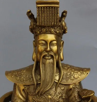 YM 308 17&quot Chinese Taoism Bronze Deity Heaven Jade Emperor On Dragon Chair Ruyi Statue | Дом и сад