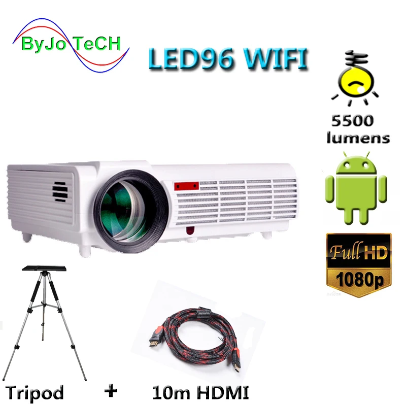 Poner Saund LED96 wifi проектор 3D 5500 Lums Full HD Android 6,0 беспроводной многоэкранный интерактивный 10 м HDMI штатив 3D Proyector