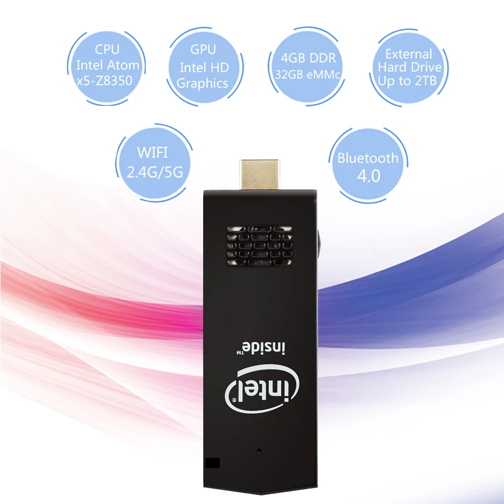Мини-ПК W5 T5 ТВ-флешка Windows 10 Intel Z8350 четырехъядерный Bluetooth Wi-Fi 2 4G/5G ГБ/4 ГБ DDR 32 ГБ/64 eMMc