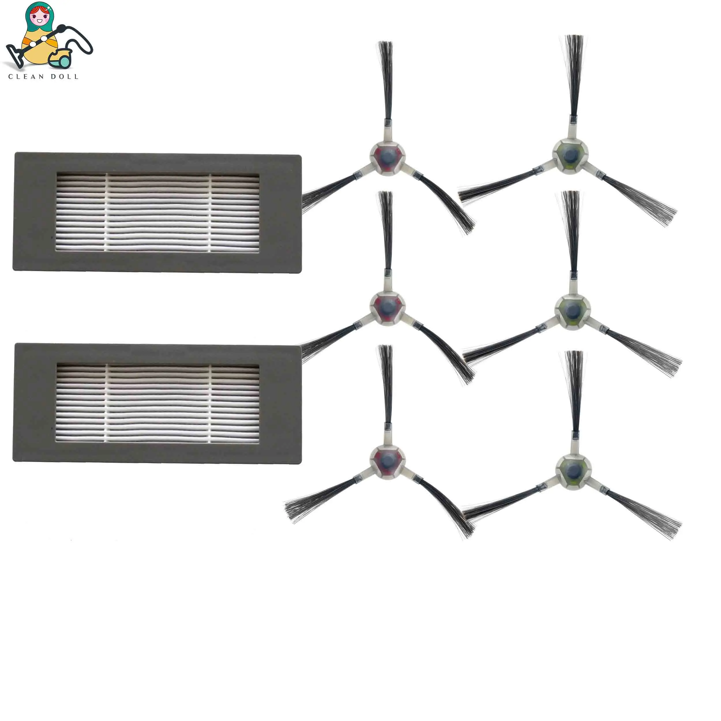 ECO-OZM-900-8PK 8-Pack Замена чистой куклы Центральная основная щетка боковая щетка HEPA Фильтр Для Ecovacs Deebot ozmo 900 DN5G Роботизированный пылесос - Цвет: ECO-OZM-900-8PK