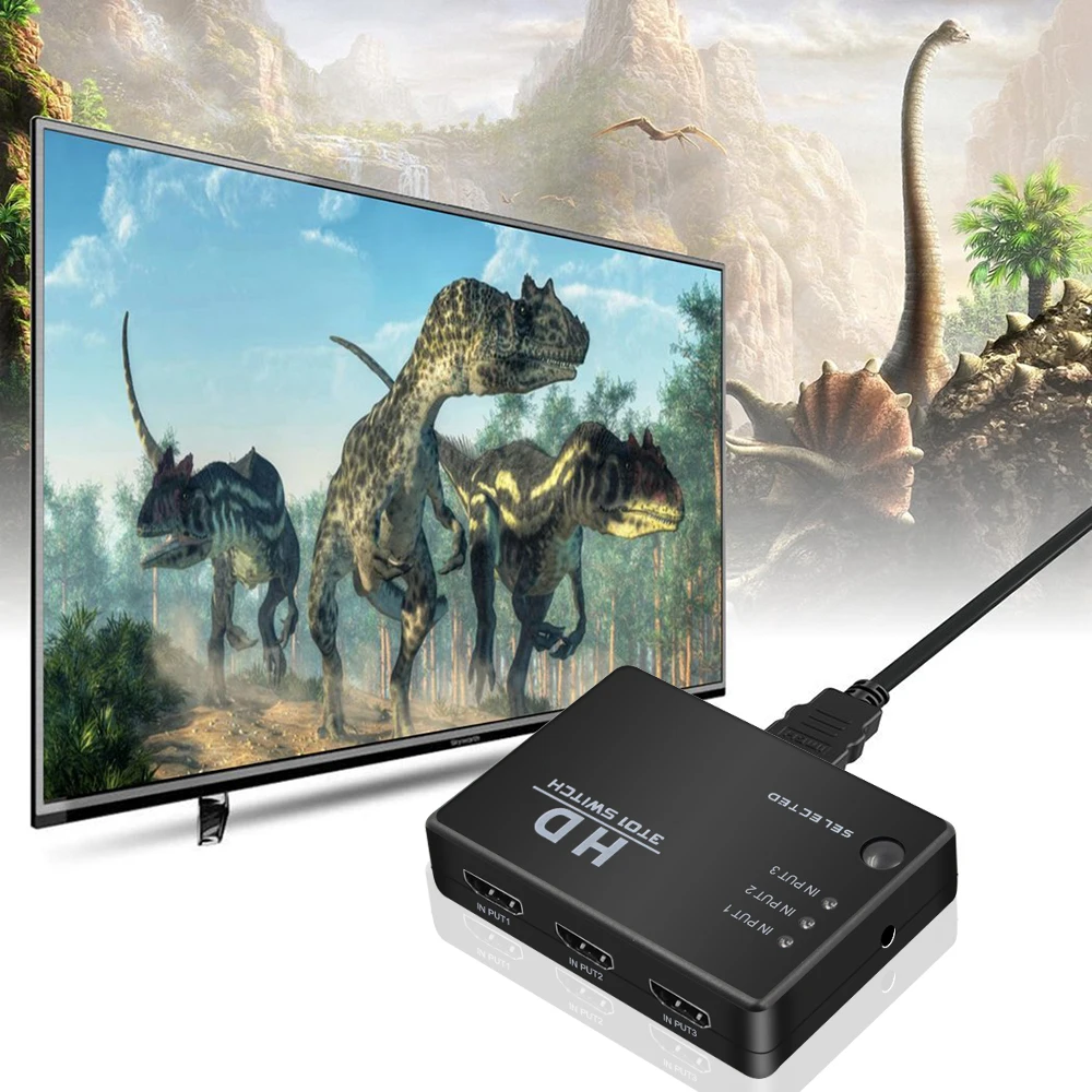 Совместимому с HDMI разветвитель и ИК-пульт дистанционного управления 1080P 3 в 1 из