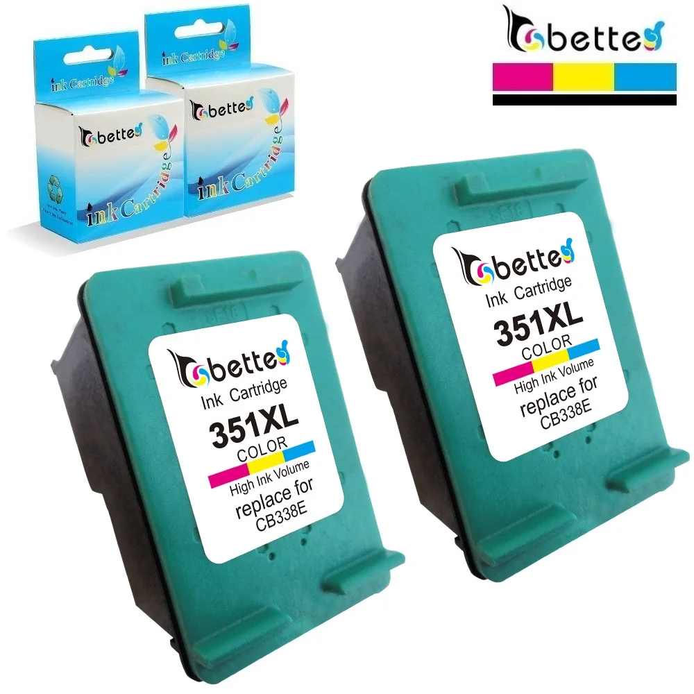 2PK сменный картридж для принтера hp 351XL 351 Officejet J6450 J6480 J6488 C4588 C4593 C4599 C5293 D5300 D5345 D5360 D5363