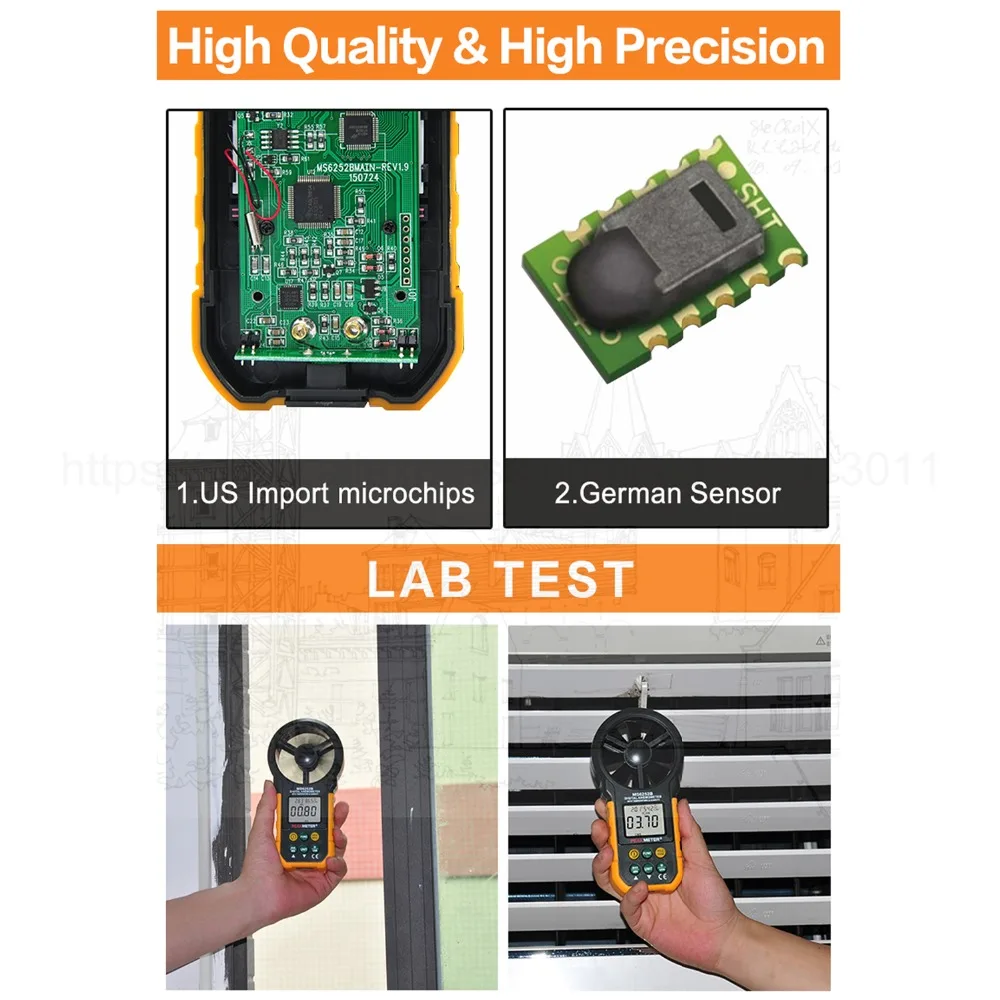 Портативный цифровой анемометр USB многофункциональная скорость воздуха/температура/относительная