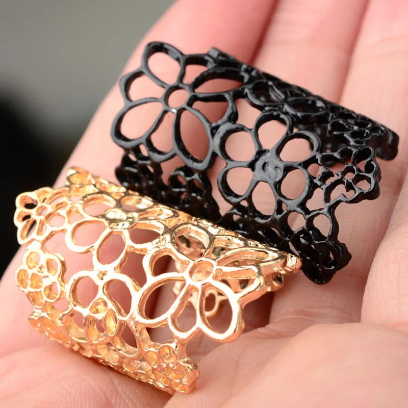 1 шт. Новые Модные Винтажные кольца в стиле панк Ретро Простой полый цветок