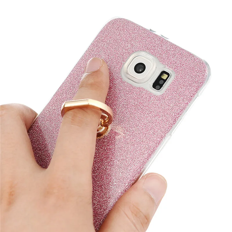 S6 Капа Роскошный блеск палец кольцо стенд Fundas ультра тонкий мягкий ТПУ