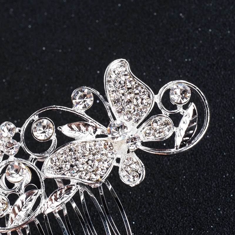 Wedding Bridal Hair Comb Rhinestone Hair Accessories Butterfly Clips Pin Decorative Hair Ornaments for Women Head Jewelry Piece