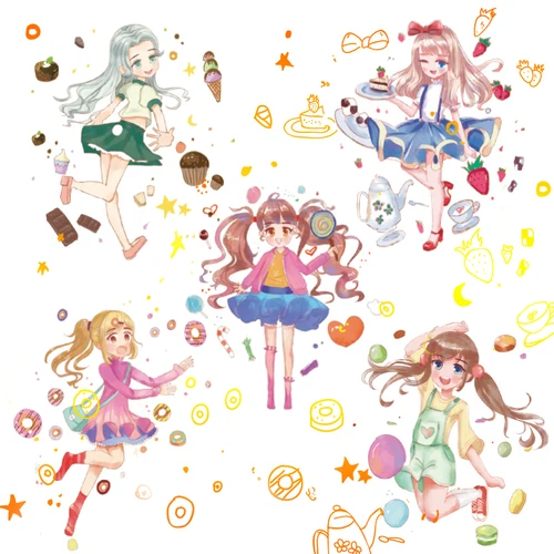 45MMx5M kawaii girl Специальные чернила бронзирующие сладкая девочка DIY ручные наклейки аниме Васи клейкие канцелярские наклейки Скрапбукинг - Цвет: 45MMx5M kawaii girl
